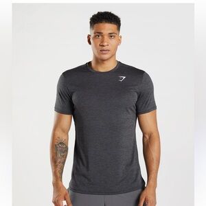 GYMSHARK arrival tee in black/silhouette gray marl size S Small Men's Athletic